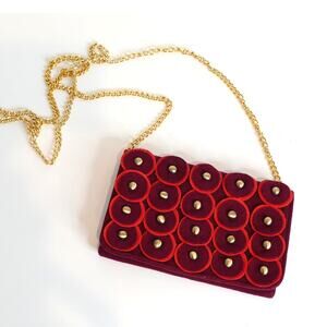 Shiraleah of Chicago Burgandy Wool Mini Purse clutch Crossbody